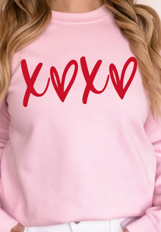 Valentine���s Day XOXO Round Neck Drop Shoulder Sweatshirt