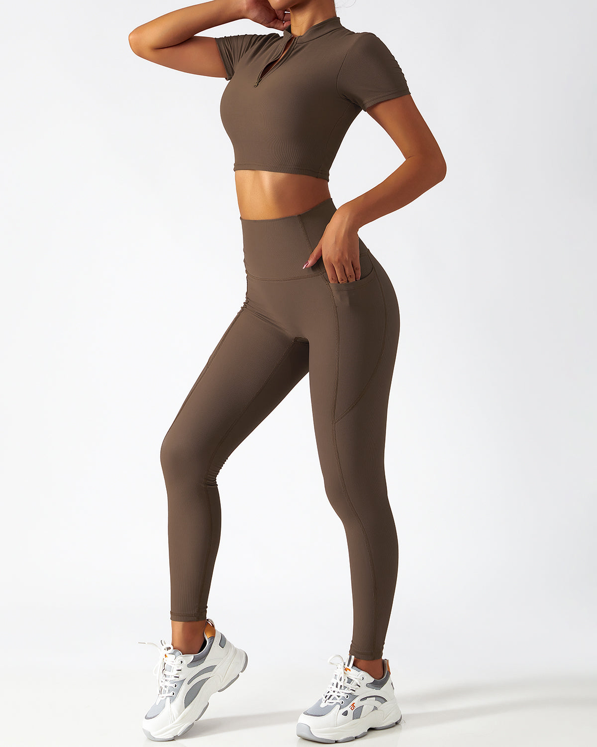 React Seamless Pocket Legging - Coffee