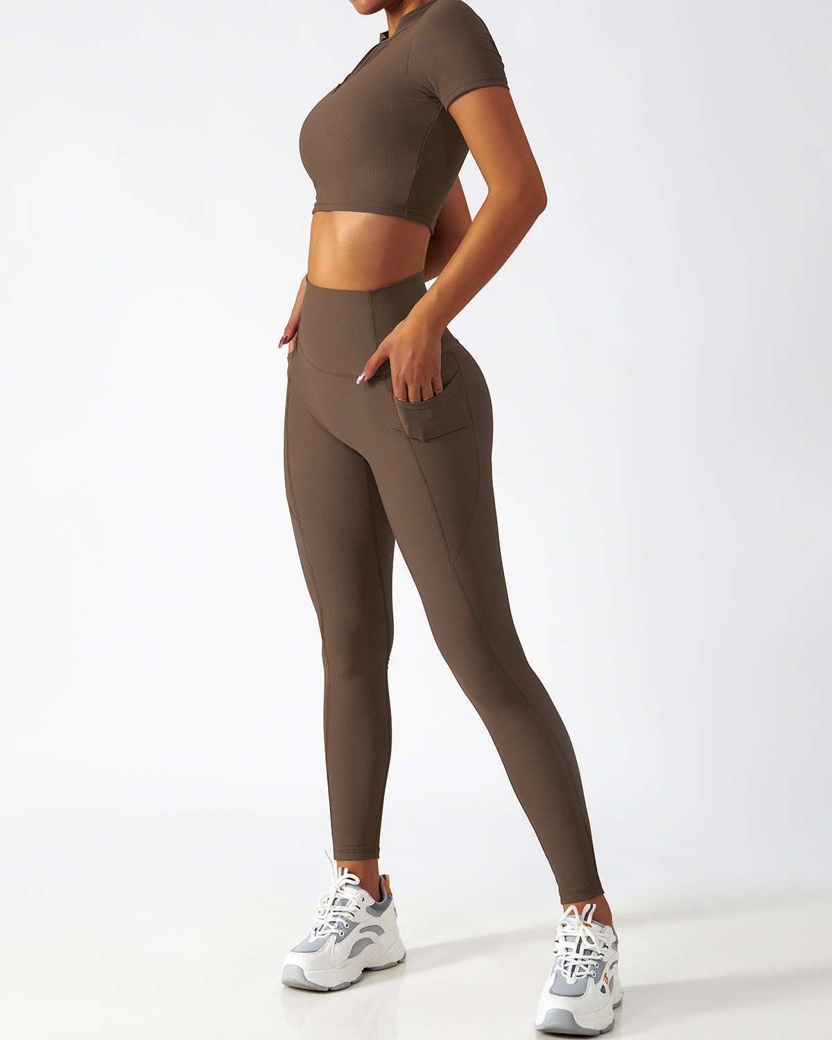 React Seamless Pocket Legging - Coffee