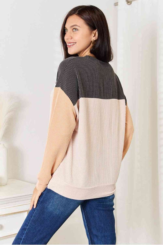 Autumn Harmony Ribbed Colorblock Sweater
