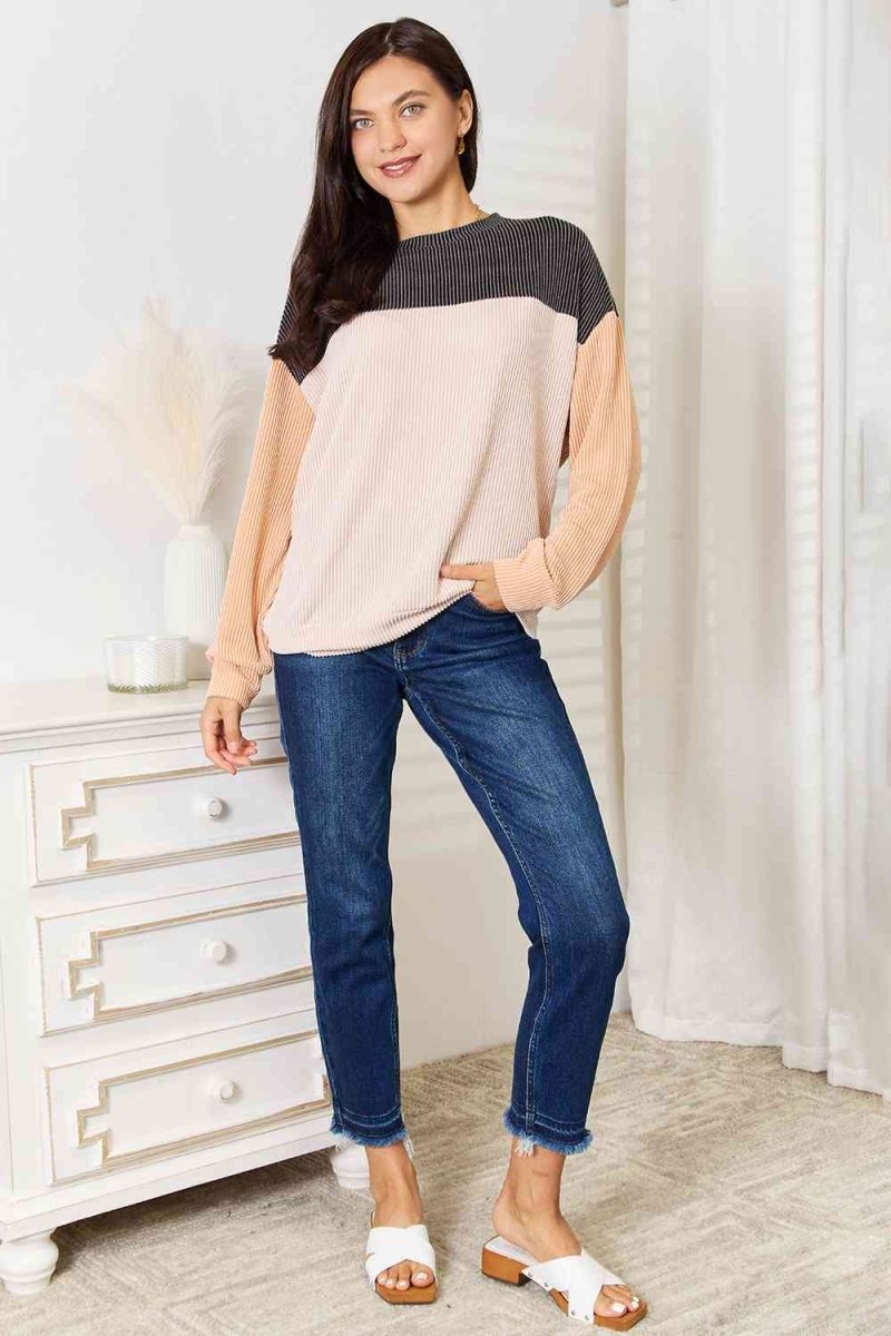 Autumn Harmony Ribbed Colorblock Sweater