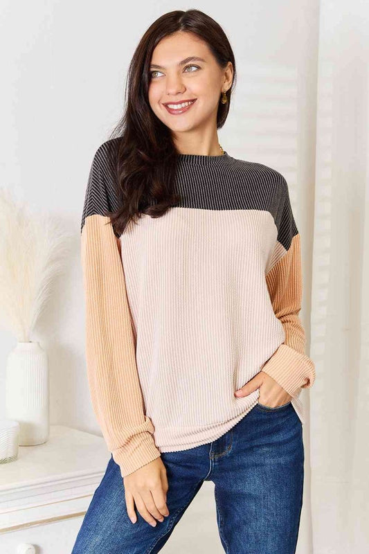 Autumn Harmony Ribbed Colorblock Sweater