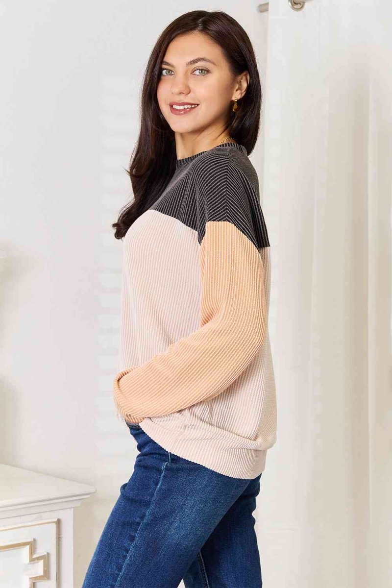 Autumn Harmony Ribbed Colorblock Sweater