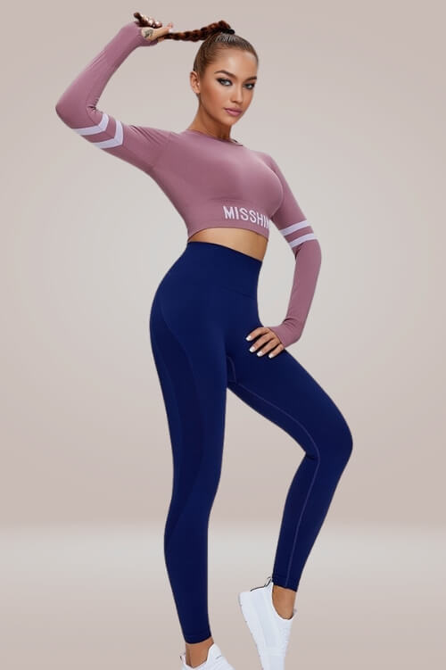 Mauve Athleisure Long Sleeve Crop Top