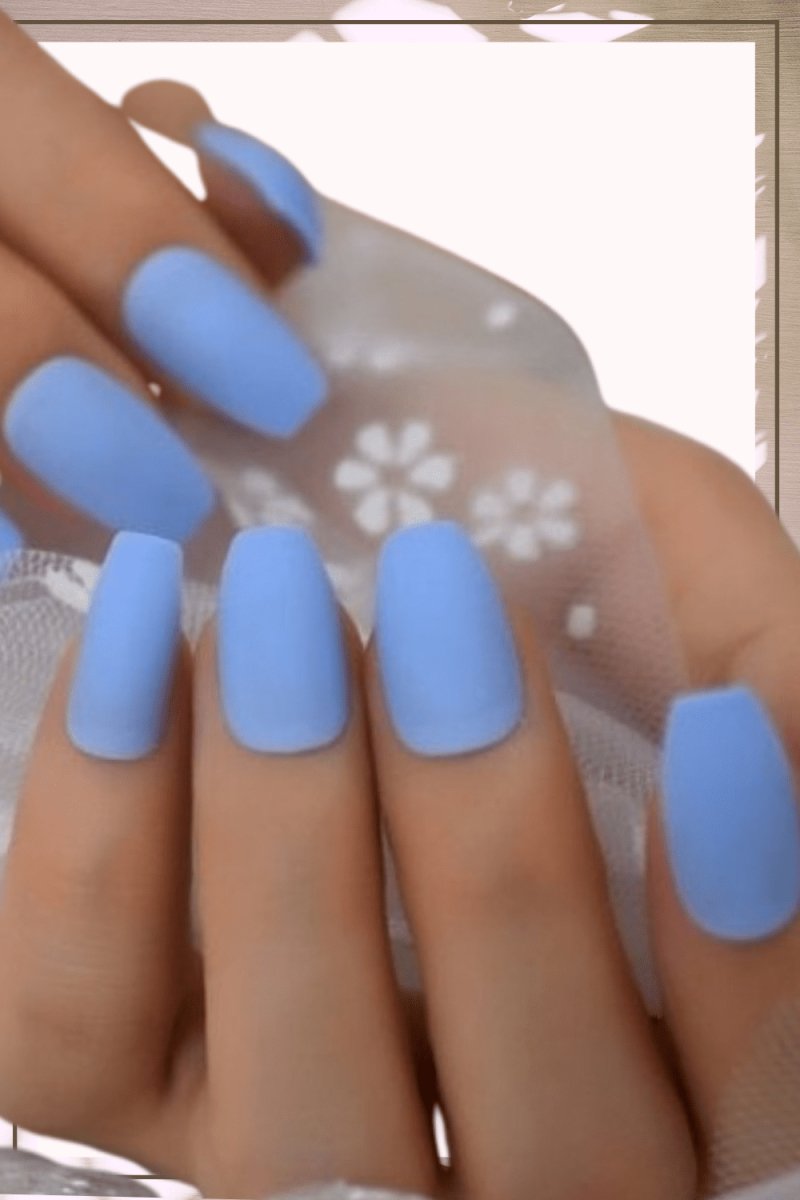 Press On Nails Baby Blue Matte Coffin Nail Kit