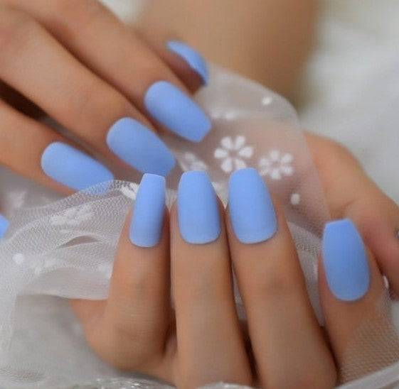 Press On Nails Baby Blue Matte Coffin Nail Kit