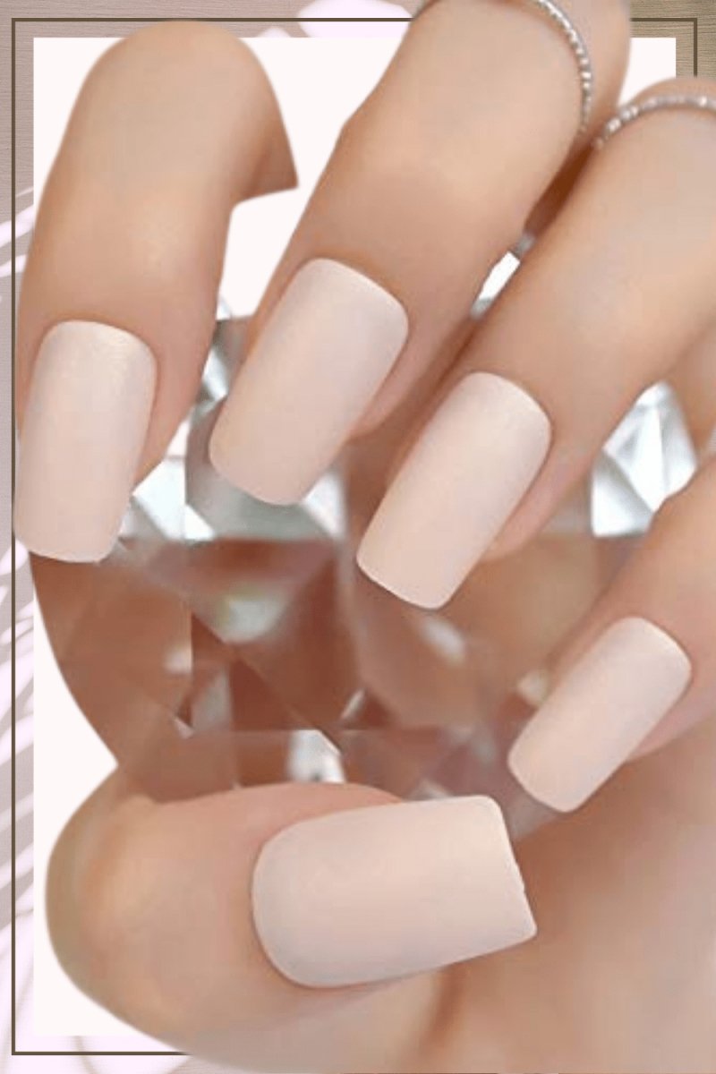 Press On Nails Beige Matte Square Nail Kit