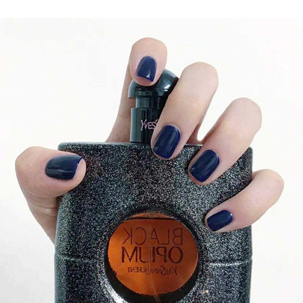 Press On Nails Blue Glossy Square Nail Kit