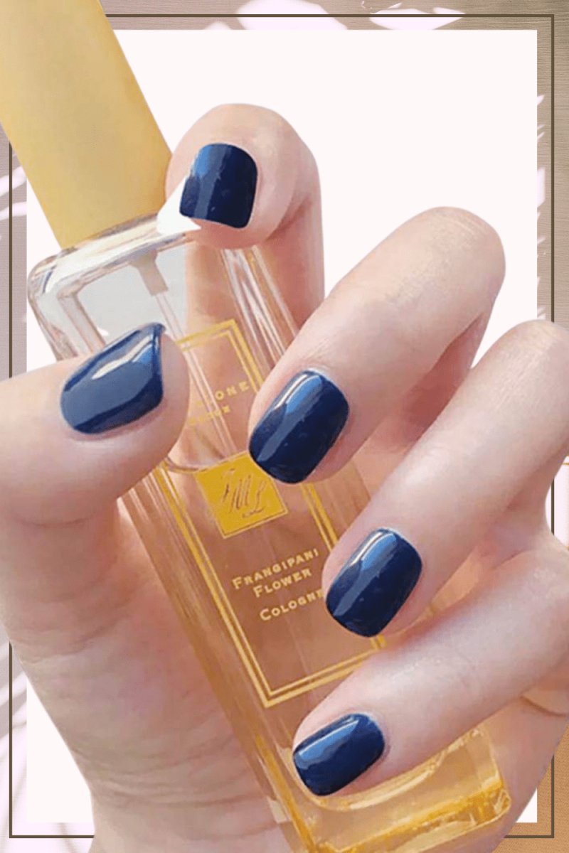 Press On Nails Blue Glossy Square Nail Kit