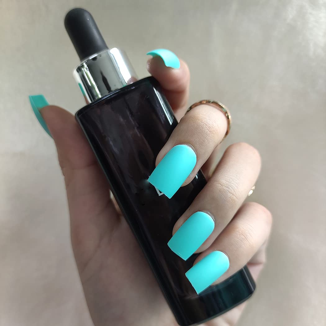 Press On Nails Blue Matte Square Nail Kit