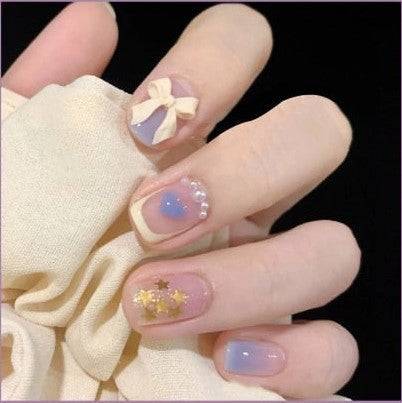 Press On Nails Clear Glossy White French Tip Coffin Crystal Nail Kit