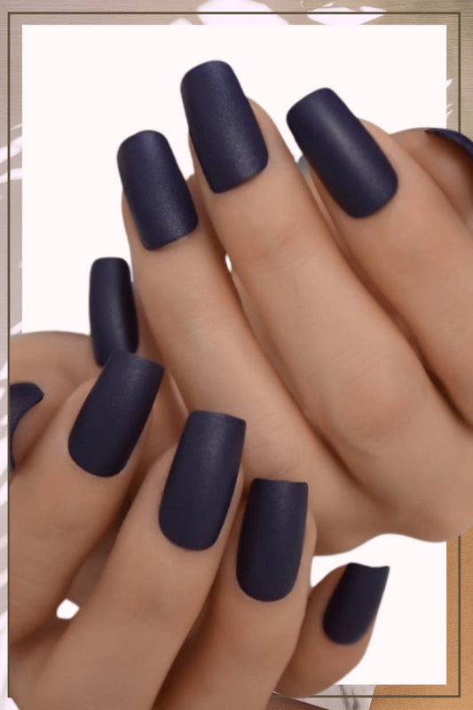 Press On Nails Dark Purple Matte Square Nail Kit