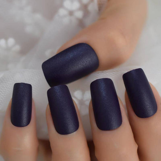 Press On Nails Dark Purple Matte Square Nail Kit