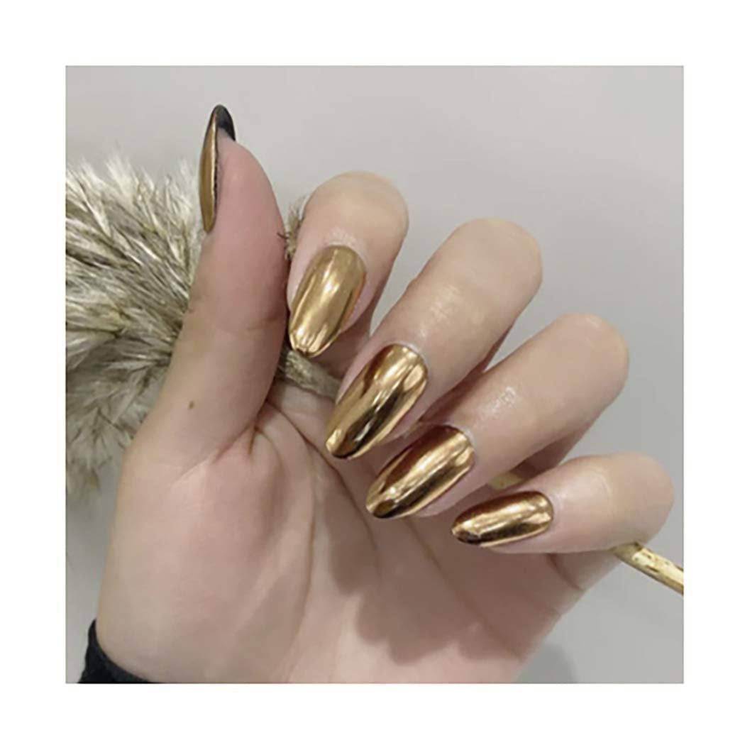 Press On Nails Gold Metallic Oval Nail Kit