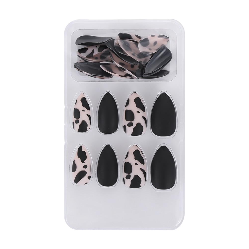 Press On Nails Gradient Matte Glossy Neon String Art Coffin Nail Kit