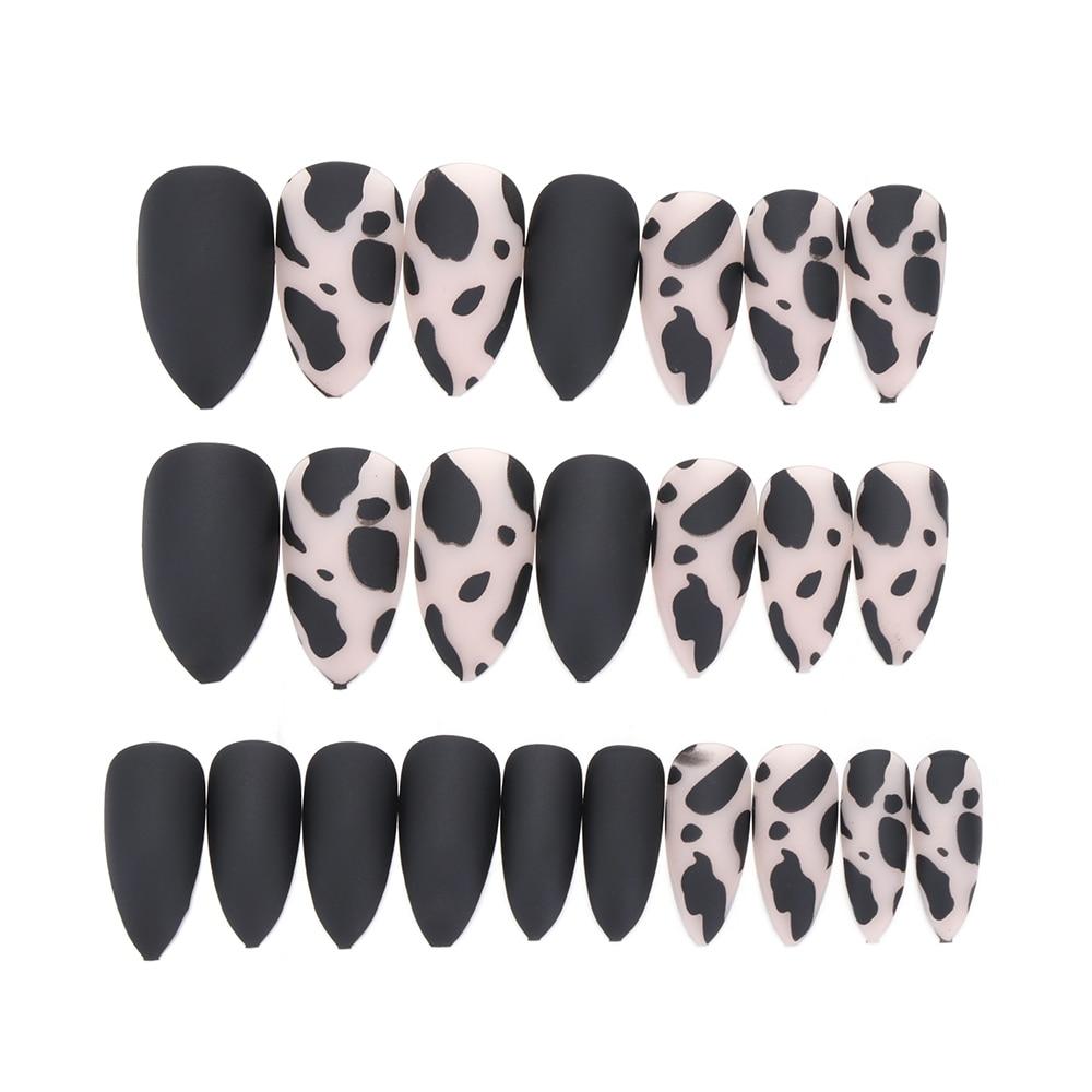 Press On Nails Gradient Matte Glossy Neon String Art Coffin Nail Kit