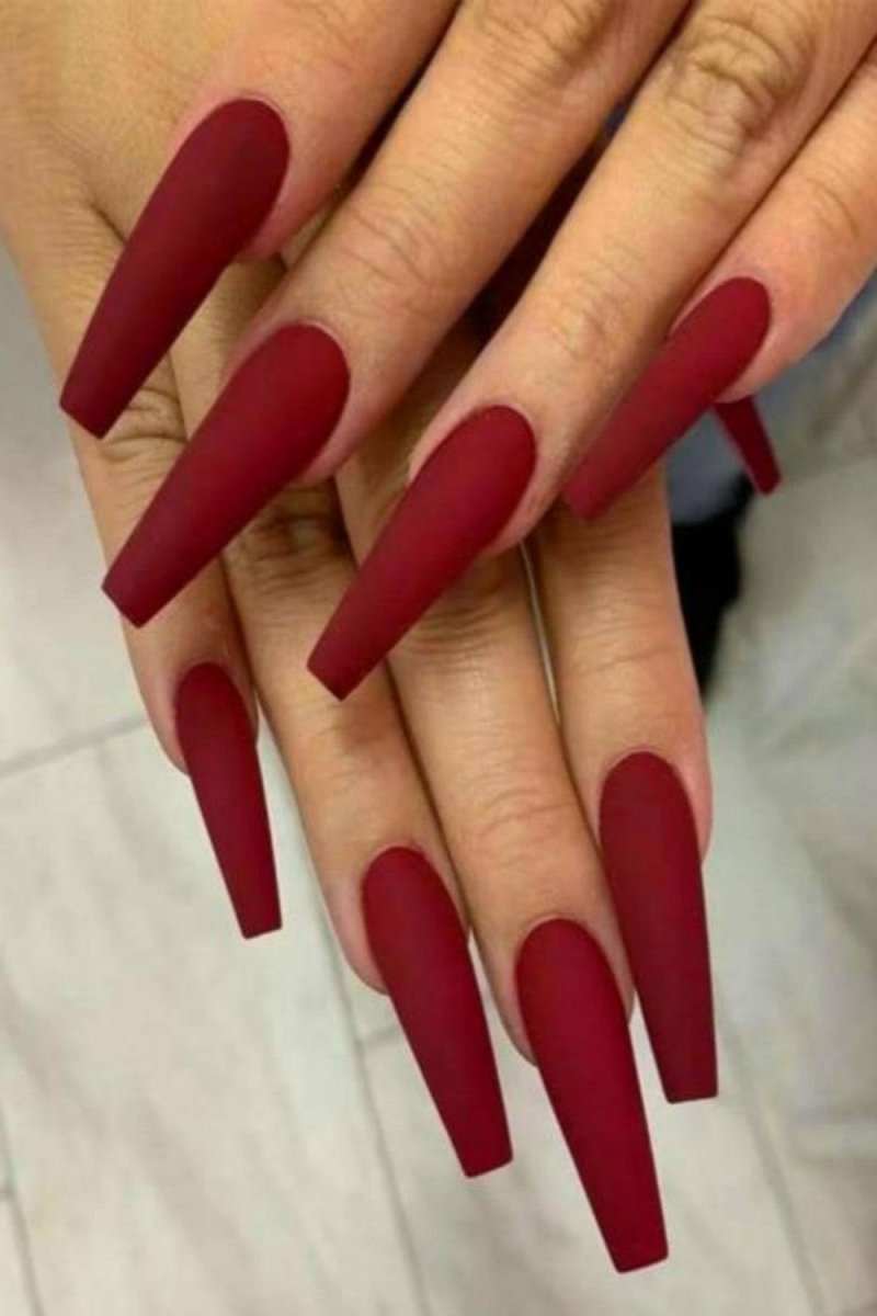 Press On Nails Matte Manicure Polish Coffin Tip Nail Kit