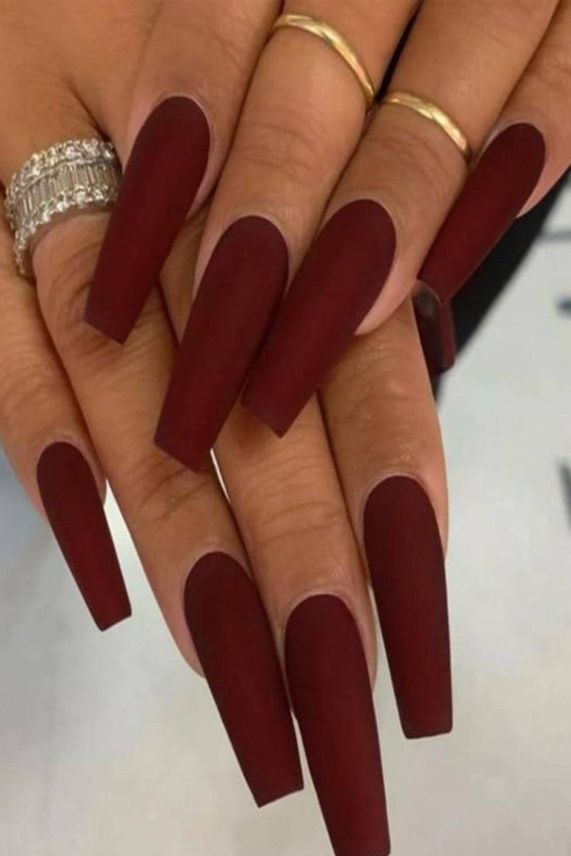 Press On Nails Matte Manicure Polish Coffin Tip Nail Kit