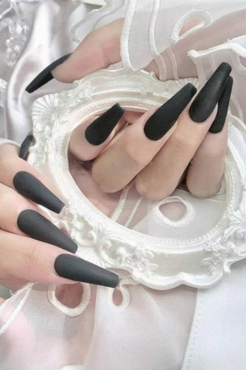 Press On Nails Matte Manicure Polish Coffin Tip Nail Kit