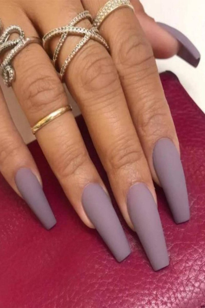 Press On Nails Matte Manicure Polish Coffin Tip Nail Kit