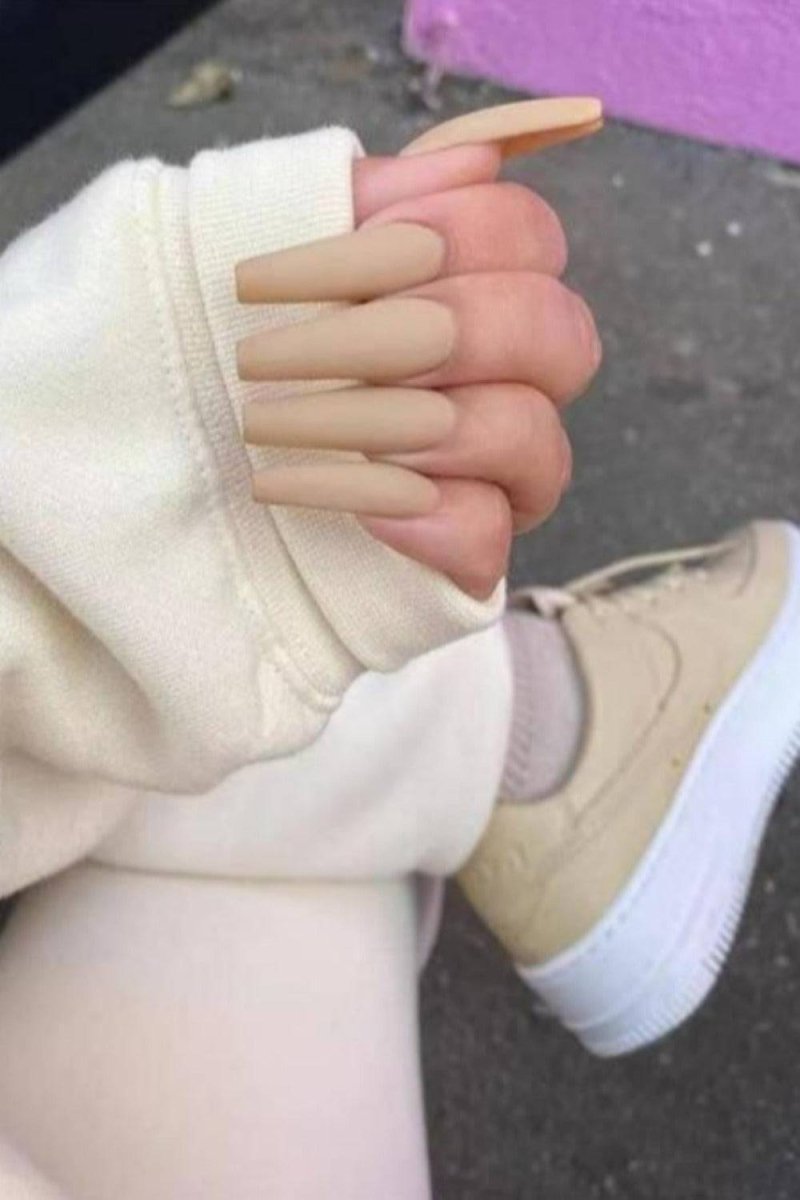 Press On Nails Matte Manicure Polish Coffin Tip Nail Kit