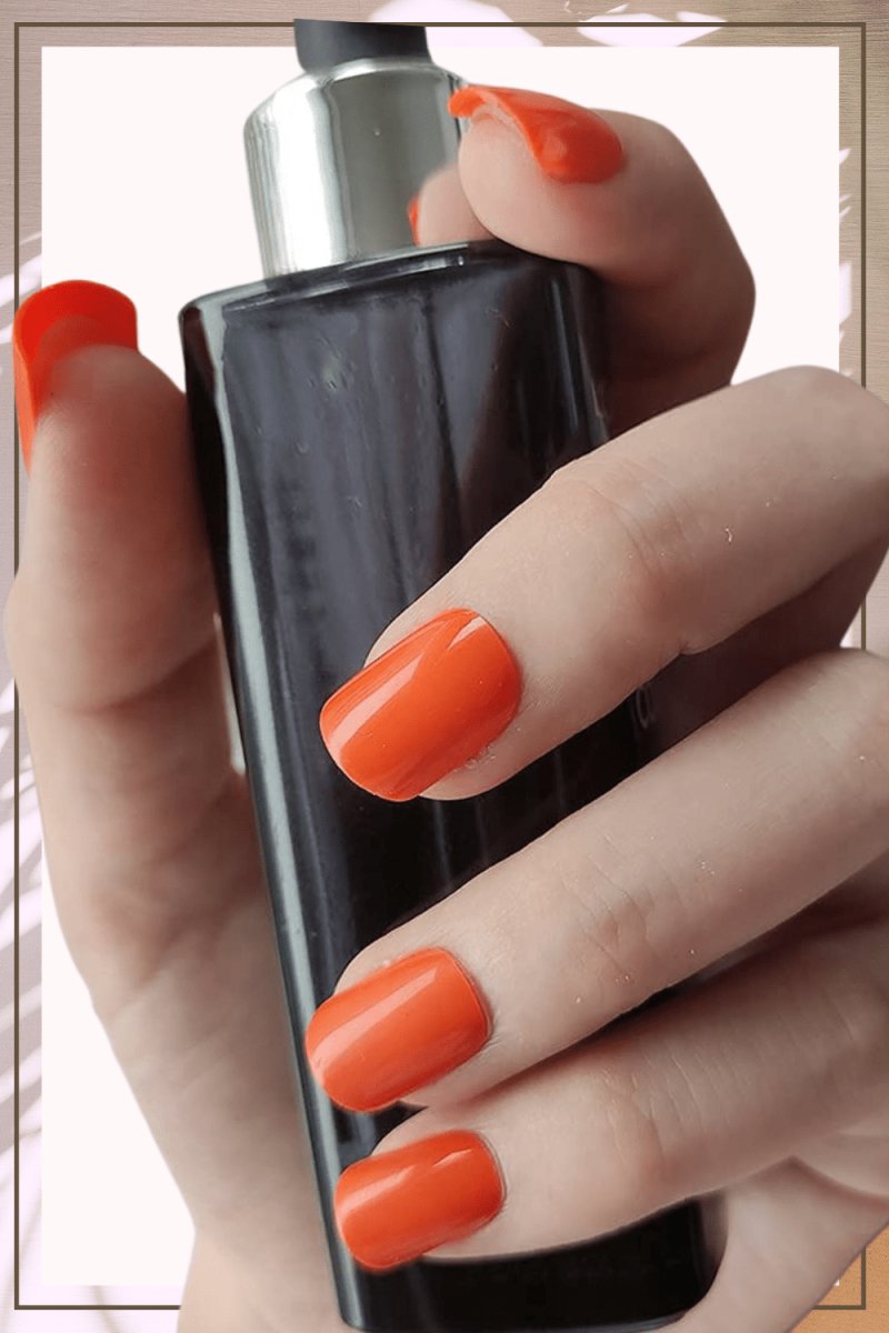 Press On Nails Orange Glossy Square Nail Kit