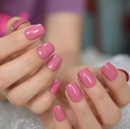 Press On Nails Pink Glossy Square Nail Kit