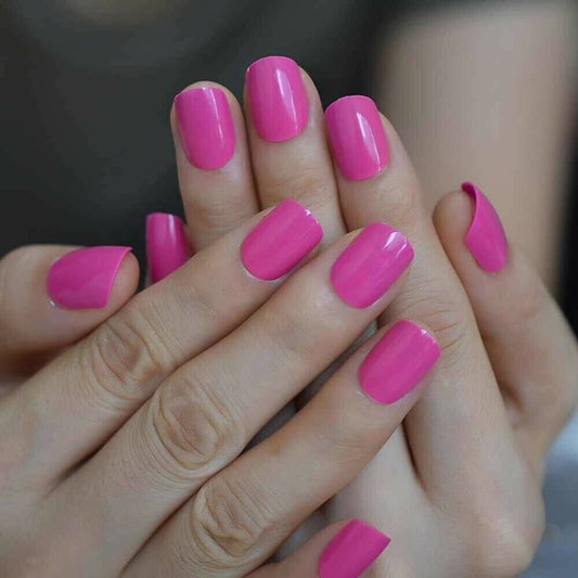 Press On Nails Pink Glossy Square Neon Nail Kit