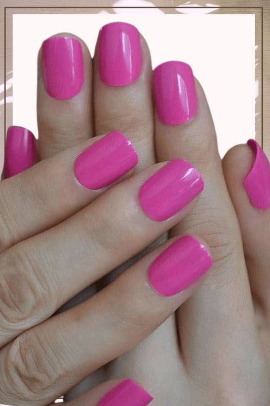 Press On Nails Pink Glossy Square Neon Nail Kit