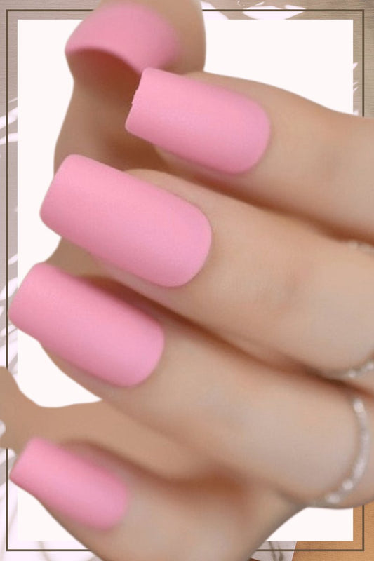 Press On Nails Pink Matte Square Nail Kit