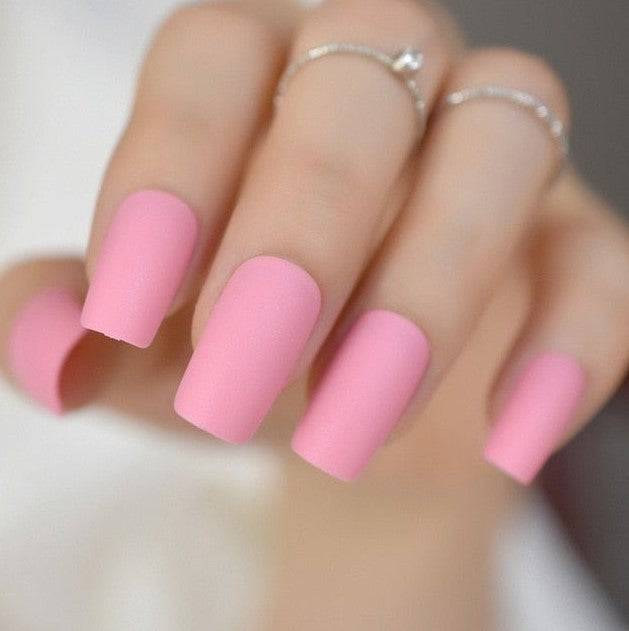 Press On Nails Pink Matte Square Nail Kit