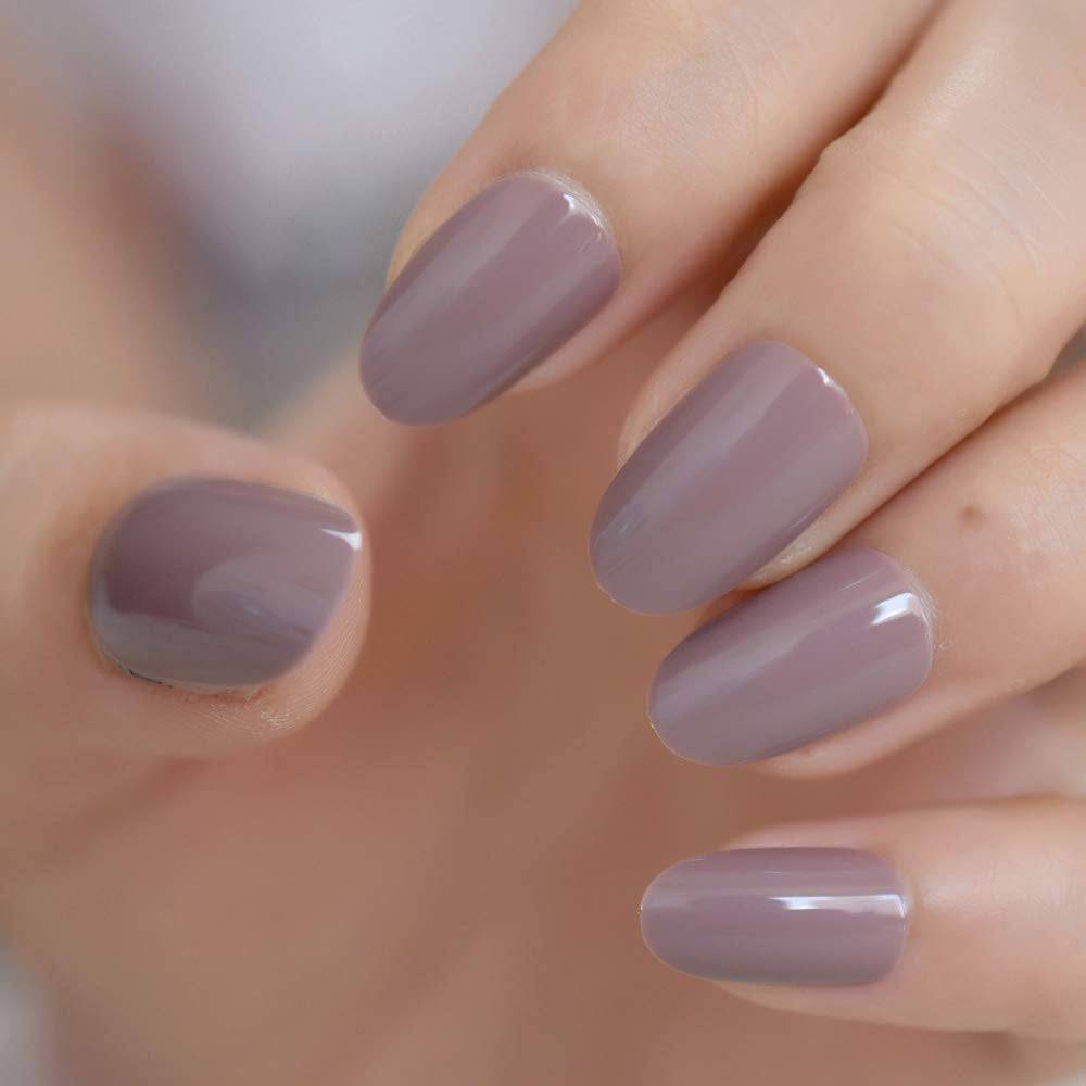 Press On Nails Purple Glossy Almond Nail Kit