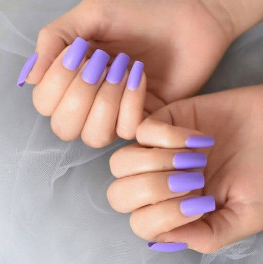 Press On Nails Purple Matte Square Nail Kit