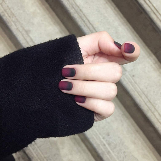 Press On Nails Red And Black Ombre Matte French Square Nail Kit