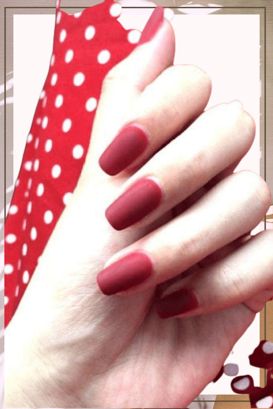 Press On Nails Red Matte Square Nail Kit