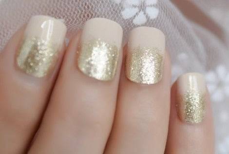 Press On Nails White And Gold French Glossy Square Nail Kit
