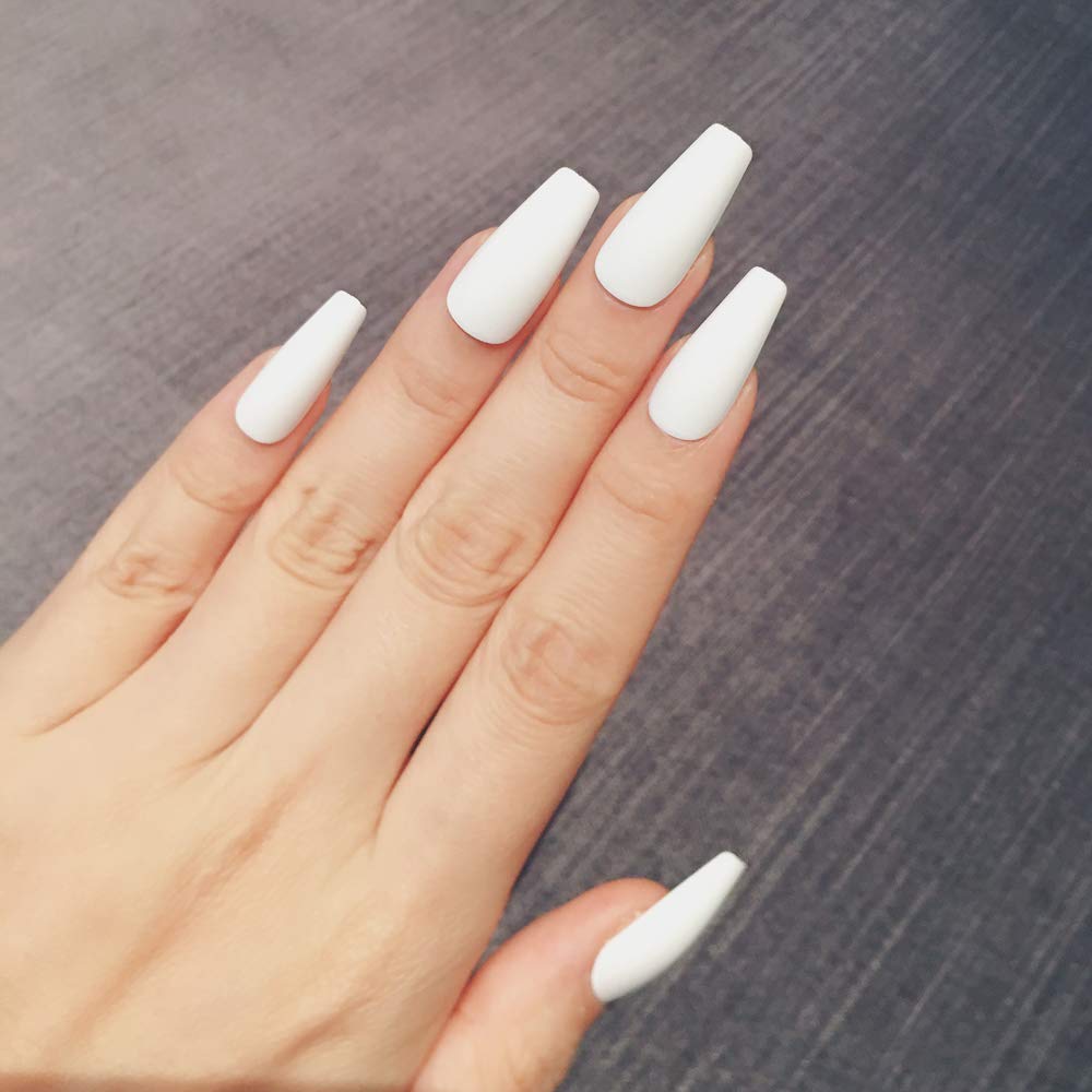 Press On Nails White Matte Coffin Nail Kit