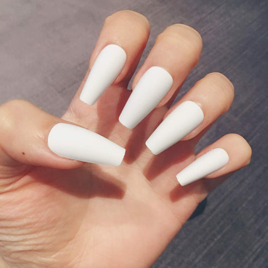 Press On Nails White Matte Coffin Nail Kit