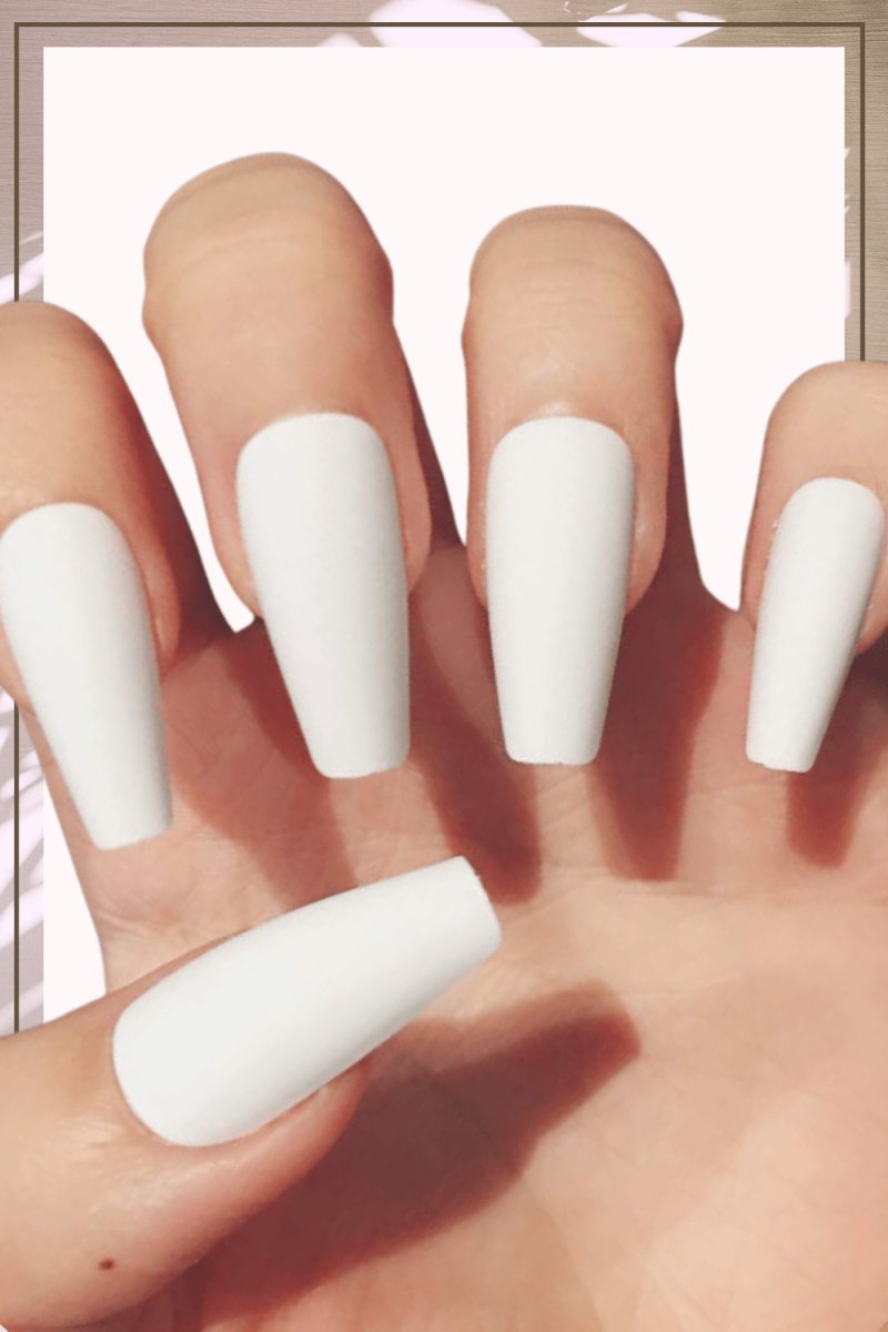 Press On Nails White Matte Coffin Nail Kit