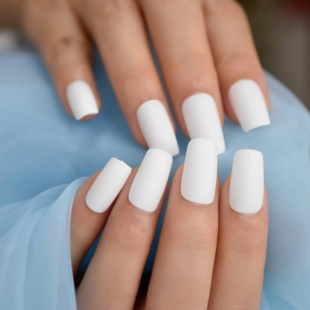 Press On Nails White Matte Square Nail Kit