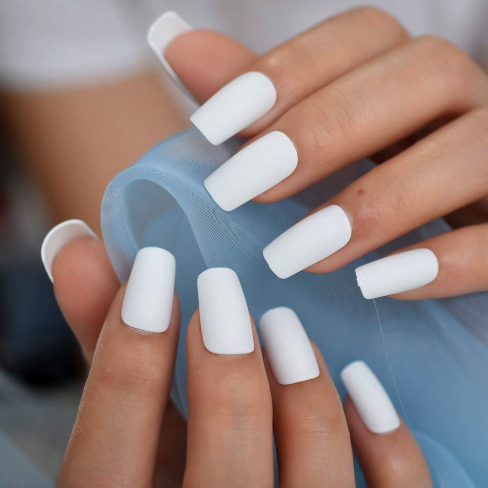Press On Nails White Matte Square Nail Kit