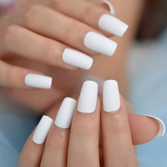 Press On Nails White Matte Square Nail Kit