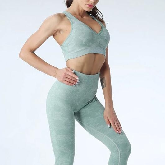 REACT Seamless CAMO Sports Crop - Light Green