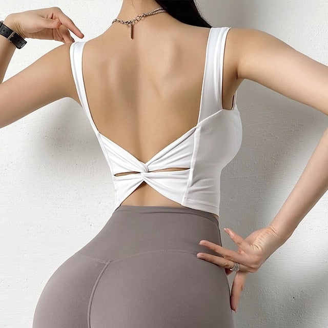 React LUXE Crossed Sports Crop - White