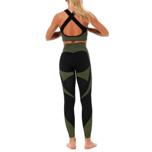 React MOMENTUM Sports Crop - Black/Lime Green