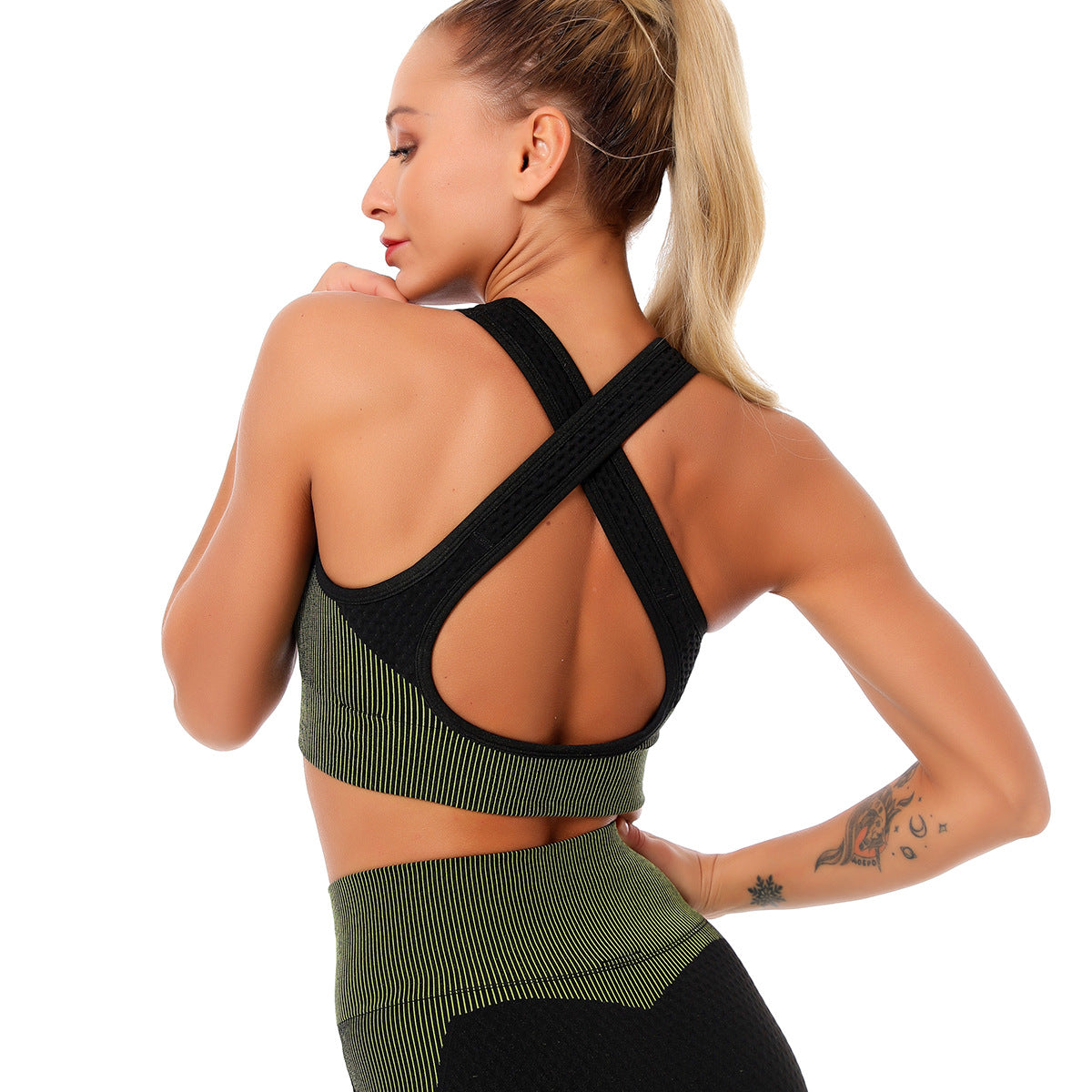 React MOMENTUM Sports Crop - Black/Lime Green