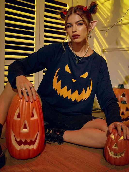 Pumpkin Grin Halloween Graphic Oversized T Shirt