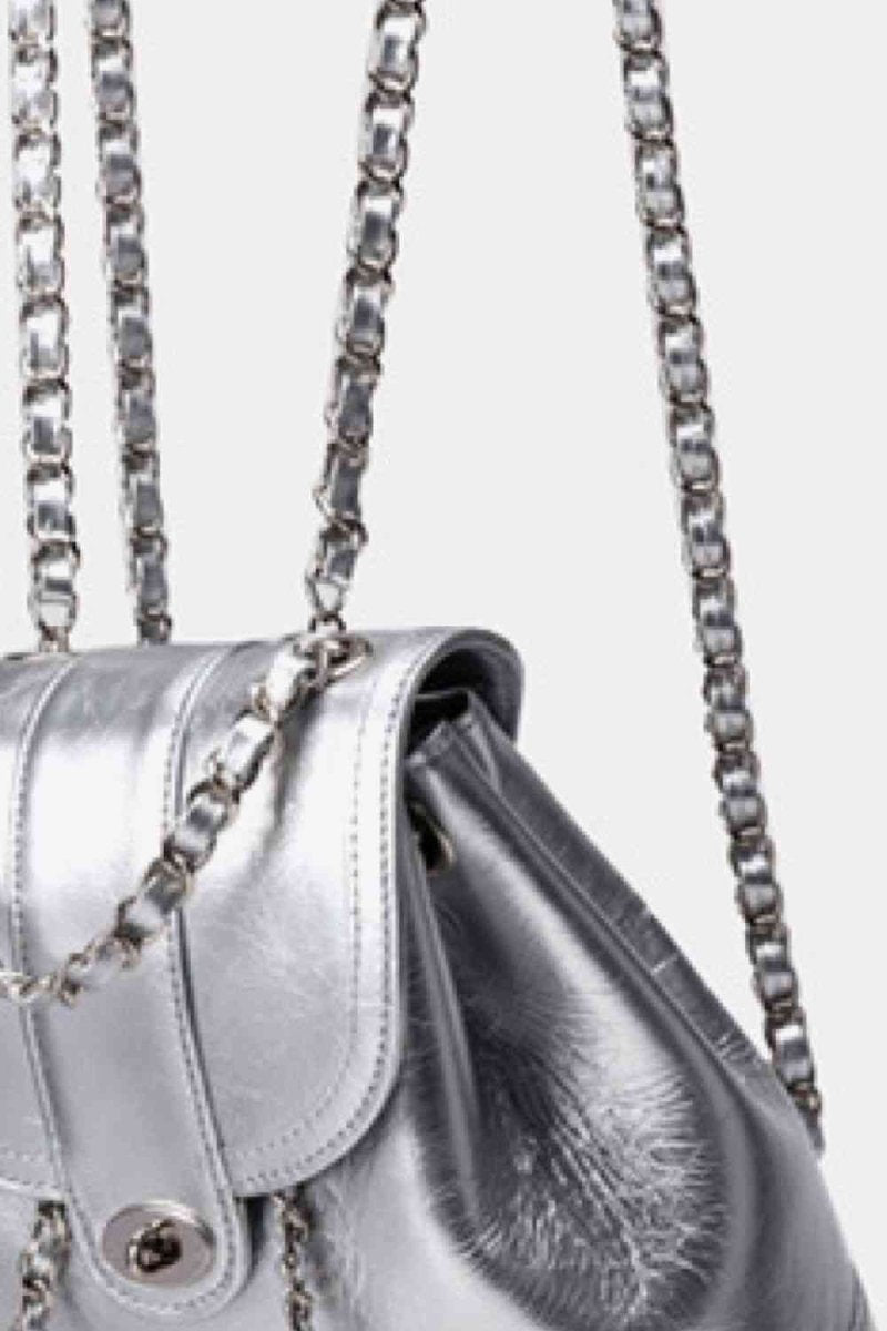 Sleek Vegan Leather Backpack with Chain Straps