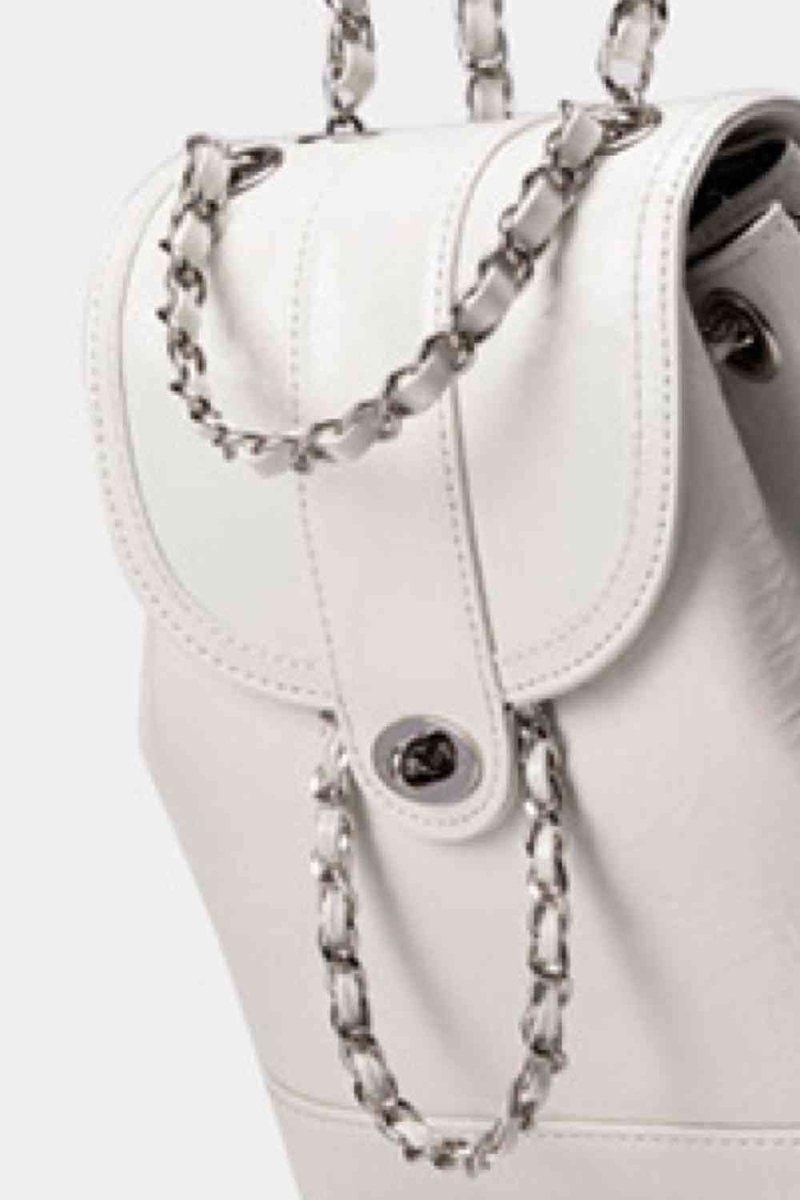 Sleek Vegan Leather Backpack with Chain Straps