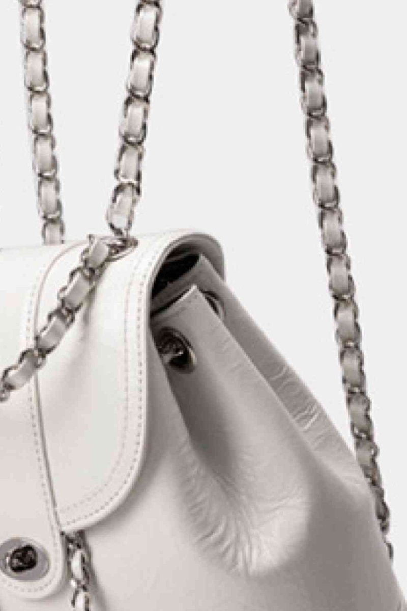 Sleek Vegan Leather Backpack with Chain Straps